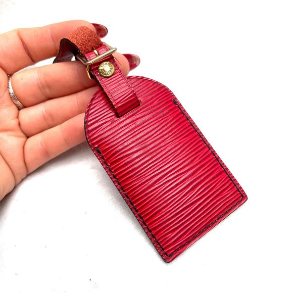 Rare Louis Vuitton red Epi leather luggage tag and poignet set - Picture 4 of 13